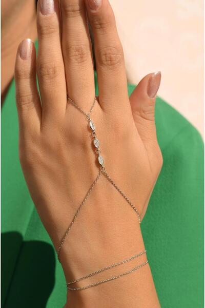 Sacce Scarves&Accessories Three Stone Şahmeran Silver Color Drop Stone Glitter Şahmeran