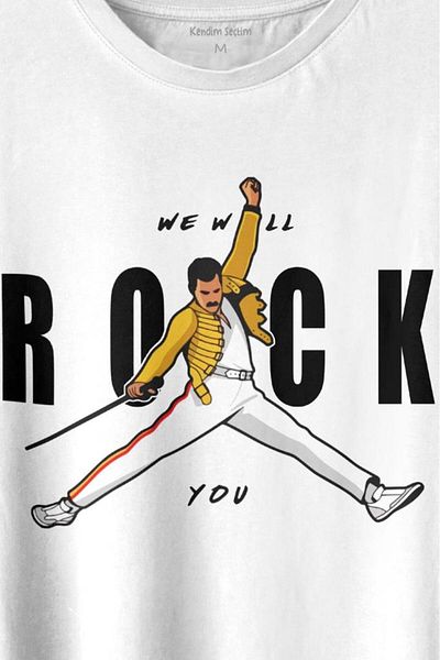 Kendim Seçtim Freddie Mercury Θα Rock You Queen We Are The Champions Μπλουζάκι με στάμπα Unisex