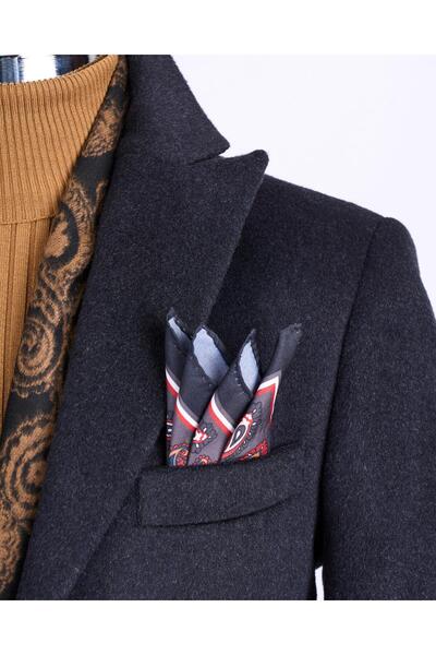 TerziAdemAltun Anthracite Stamp Men's Coat - Italian Style, Slim Fit, Pointed Collar, Wool Blend T13444