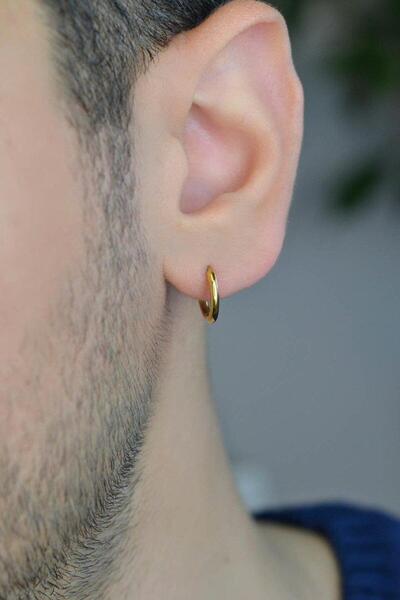 Sacce Scarves&Accessories Men's Gold Color Steel Hoop Earring Single