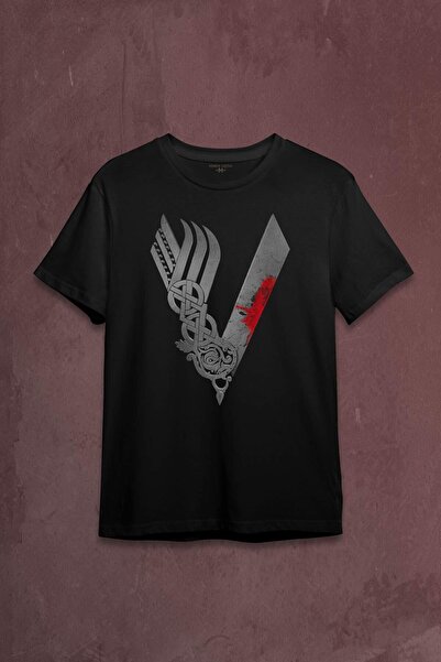 Kendim Seçtim Vikings logo Vikings siva majica sa printom unisex majica