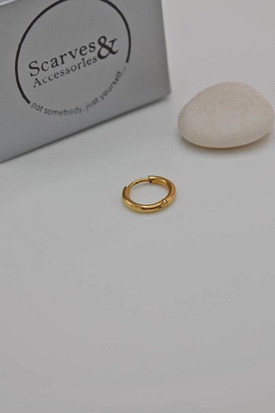 Sacce Scarves&Accessories Men's Gold Color Steel Hoop Earring Single