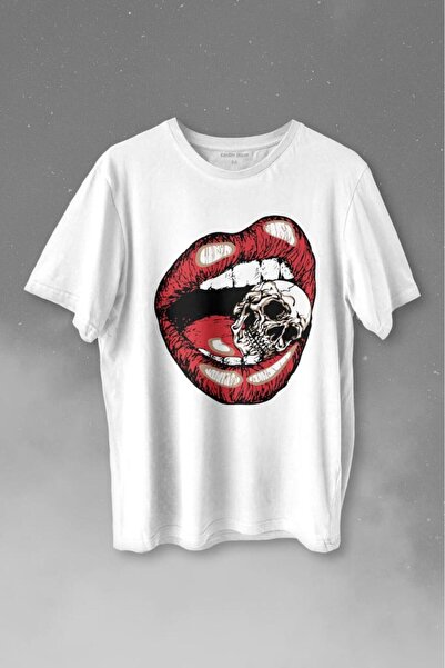 Kendim Seçtim Skull Skull Vampire Lips Tricou imprimat Buze pentru femei Tric...