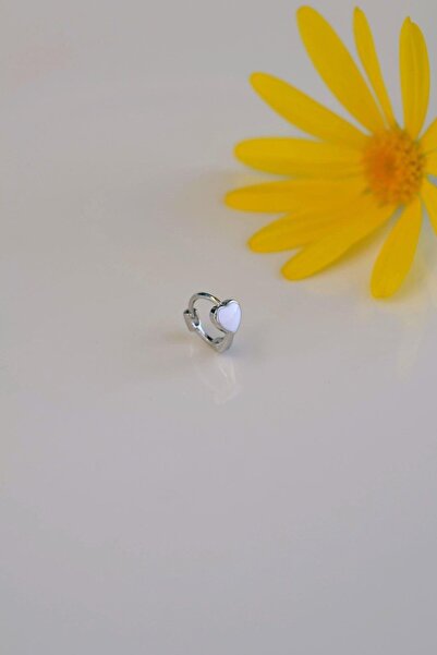 Sacce Scarves&Accessories Beyaz Kalpli Halka Tragus Piercing Helix Kıkırdak Küpesi Gümüş Renkli