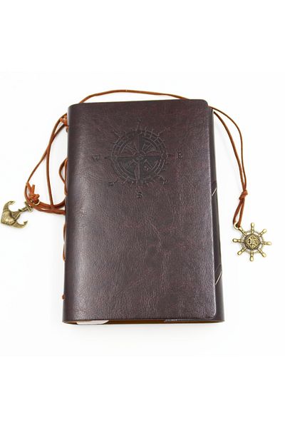 enyareshome A5 Brown Color Vegan Leather Cover Nostalgic Memo Commemorative Book 80 Sheets - Removable Page