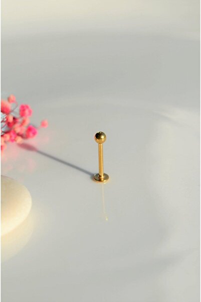 Sacce Scarves&Accessories Top Uçlu Çelik Piercing Dudak Dil 10 Mm Gold
