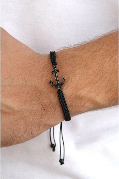 Sacce Scarves&Accessories men's Bracelet - Black Anchor Design