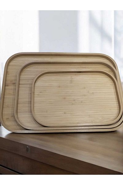AURA Bamboo Presenter 3 Pcs Set Service Presenter Tray
