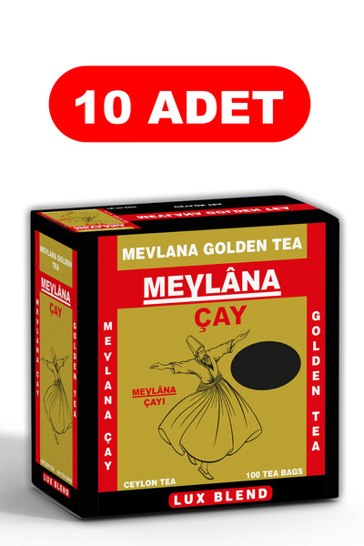 Mevlana Çay 10 x 100'lü - Saf Yaprak Çay Golden Tea %100 Ceylon Sri Lanka Sal...