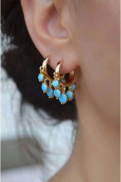 Sacce Scarves&Accessories Firuze Taşlı Halka Küpe