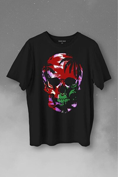 Kendim Seçtim Unisex majica - šarena lubanja, print lubanje, lila boje