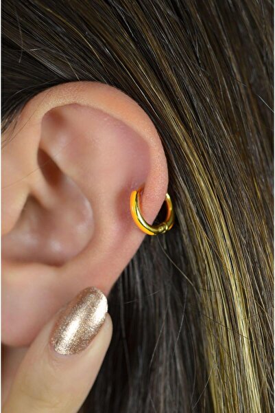 Sacce Scarves&Accessories Turuncu Mineli Çelik Halka Piercing Tragus Helix Kı...