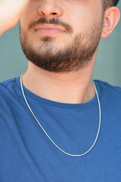 Sacce Scarves&Accessories قلادة بسلسلة من الفولاذ للرجال بسمك متوسط ورفيع 60 سم