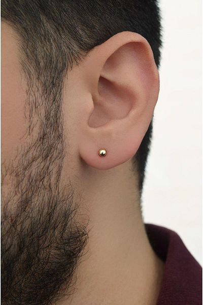 Sacce Scarves&Accessories Men's Gold Dot Steel Earring 4 Mm