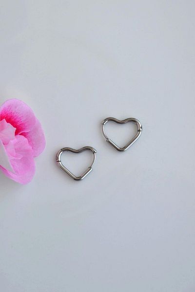 Sacce Scarves&Accessories Silver Colored 14 mm Steel Heart Model Earrings