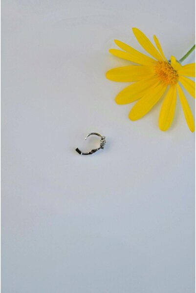 Sacce Scarves&Accessories 6 mm Mini Halka Çiçekli Piercing Forward Helix Tragus Helix Kıkırdak Gümüş Renk