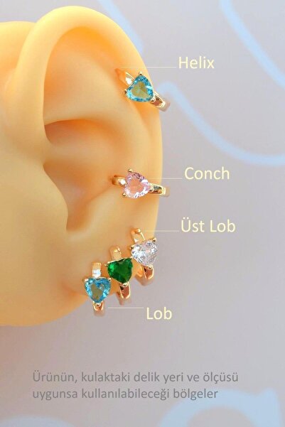 Sacce Scarves&Accessories Zirkon Kalp Taşlı Mini Halka Küpe