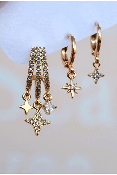 Sacce Scarves&Accessories Kuzey Yıldızı Üçlü Küpe Seti