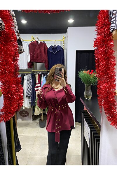 EYLÜL BUTİK bordo tasarım gömlek