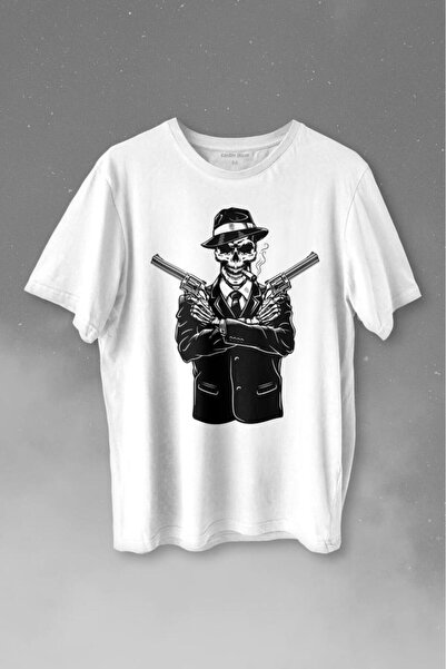 Kendim Seçtim Skeleton Gangster Revolvers Suit Pistol Štampano Majica Unisex ...