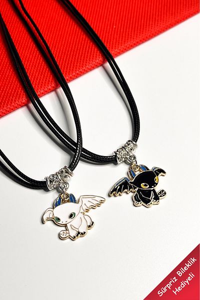 The Collection Anime - How to Train Your Couple Dragon, the Light's Fury Friendship Best Friends Couple Necklace
