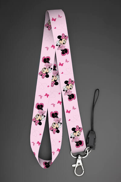 Apptakı Pembe Desenli Yaka Kartı Kimlik Askısı Boyun Askı İpi Telefon Askısı ...