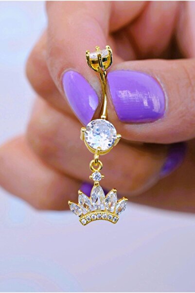 Sacce Scarves&Accessories Çelik Prenses Tacı Göbek Piercing Gold