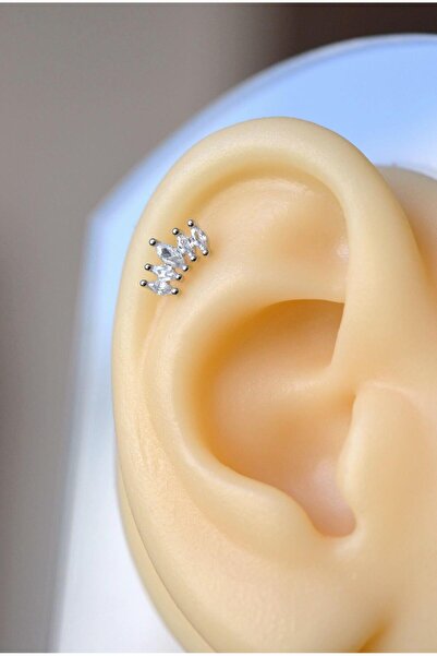 Sacce Scarves&Accessories Zirkon Taşlı Piercing Tragus Helix Kıkırdak Gümüş Renk