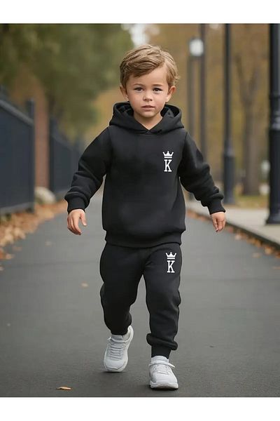 Frisson Set of 2 King Printed Comfortable Sports Hoodie and Sweatpants