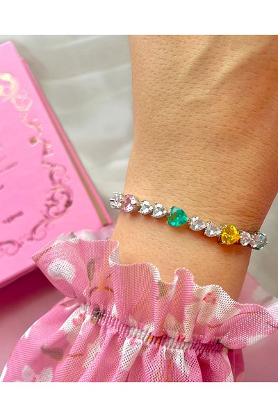 sirius jewelry Imported Multicolor Heart Jewelled Bracelet