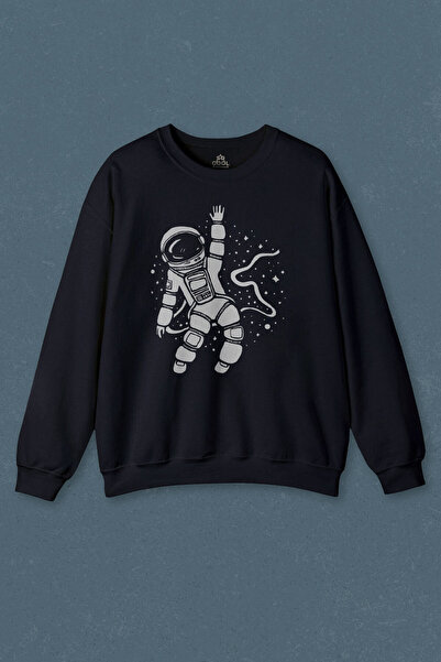 so cool Hanorac bleumarin Astronaut fluturând mâinile în spațiu Transpirație unisex imprimată Cosmos