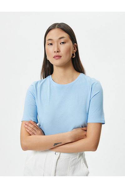 Koton Women's Blue T-Shirt 4SAK60006EK