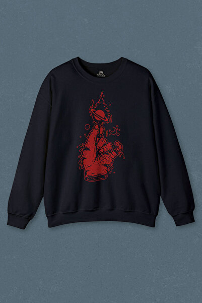 so cool سويت شيرت باللون الأزرق الداكن، حلقات زحل في الفضاء، رسم مصاصة Hellfi...