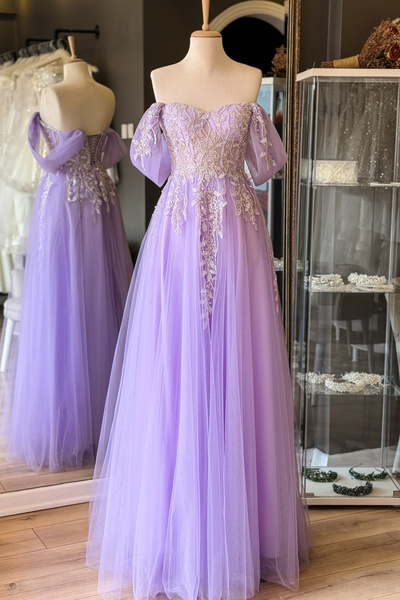 Lenta Moda Lila Yaprak Desen İşlemeli Abiye Ve Nişan Elbisesi