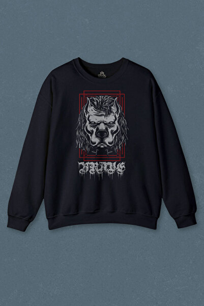 so cool Hanorac albastru marin Brave Dog Head Stay Strong Stay Strong Gym Spo...