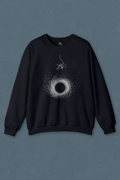 so cool Hanorac albastru bleumarin, top cu gaură neagră, astronaut spațial, i...