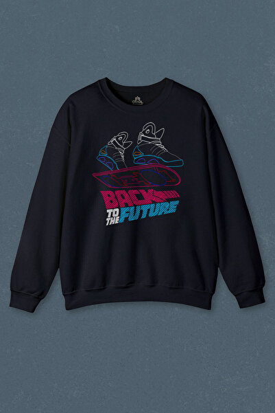so cool Hanorac bleumarin Back To The Future Flying Skateboard Printed Sweat ...