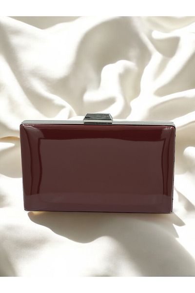 Wedding Fashion Geantă de seară din piele lacuită burgundă - clutch portofoliu cu oglindă, nuntă, logodnă, absolvire, invitație la bal de absolvire