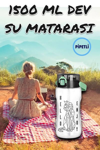 MEDUSHOP Watermode Giant Water Bottle - Water Bottle 1500 ml for Sports, Hiking, Here, School