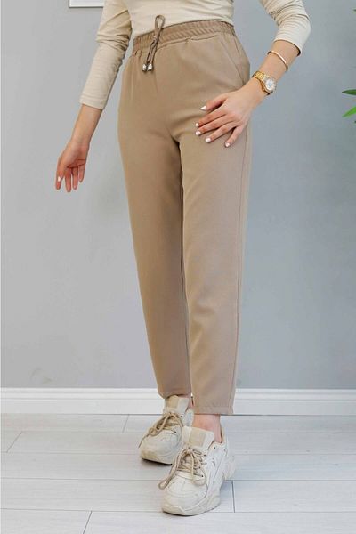 İmajButik Elastic Waist Ankle Length Trousers/mink