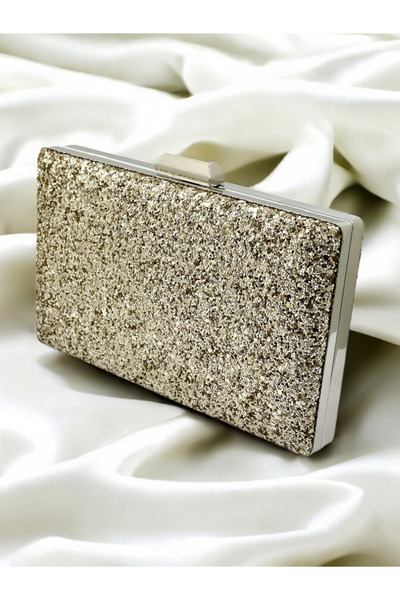 Wedding Fashion حقيبة فستان سهرة باللون الذهبي - مع تفاصيل ترتر ترتر، حقيبة ك...