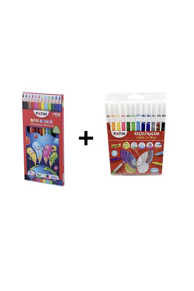 Fatih School Set - 12-Piece Dry Paint (Art No:33112)+ 12-Piece Felt Paint (Art No: 34015)