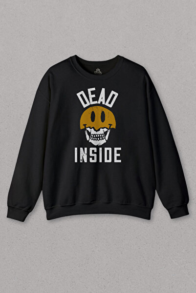 so cool Unisex majica sa smajlićem, lubanjom i osmehom, "Dead Inside" Štampano