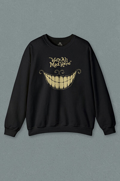 so cool Unisex crna majica sa napisom "Smile Were All Mad Here We Are We're S...