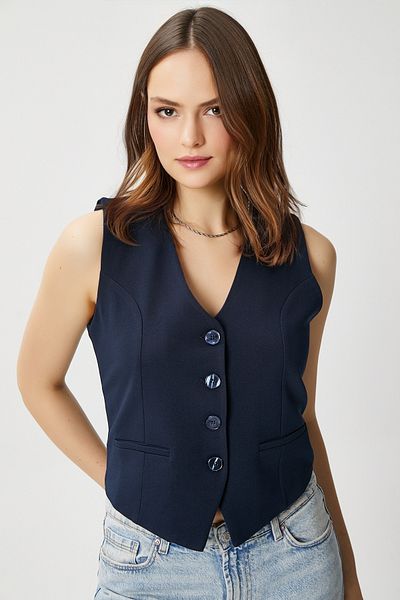 Ritnice Women's Milena Lined Navy Blue Vest