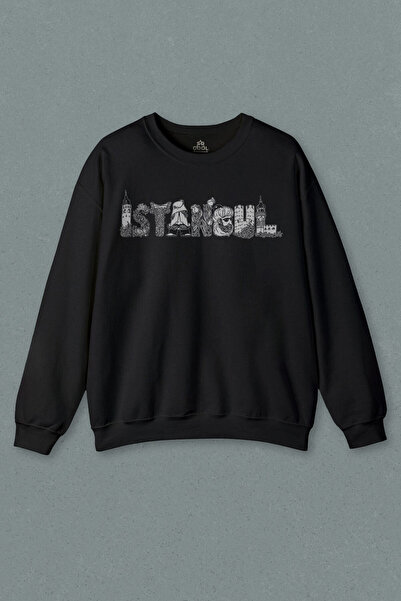 so cool Unisex crna majica sa kapuljačom, istorijski dizajn silueta Istanbula...
