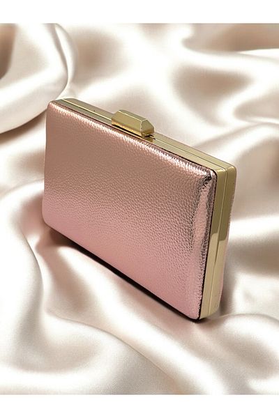 Wedding Fashion Geantă pentru rochie de seară Rosegold - portofoliu din piele metalică, clutch, nuntă și rochie de bal Henna de logodnă