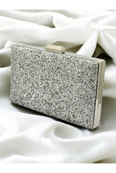Wedding Fashion 2026 Moda Gümüş Lame Gri Pul Payet Abiye Çanta Şık, Zincirli ...