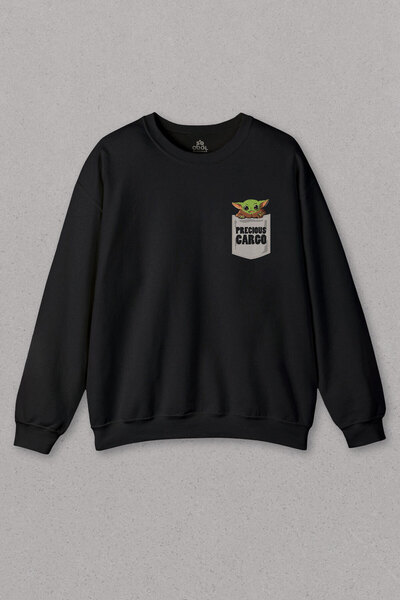 so cool Unisex dukserica Mandalorian Baby Yoda sa džepnim dizajnom Štampano