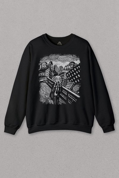 so cool Unisex majica Scream Edvard Munh Slika Horor Slikar Crna Štampano Znoj